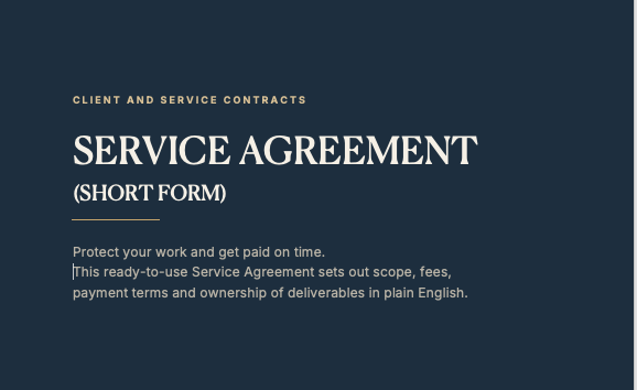 Service Agreement (Short Form)