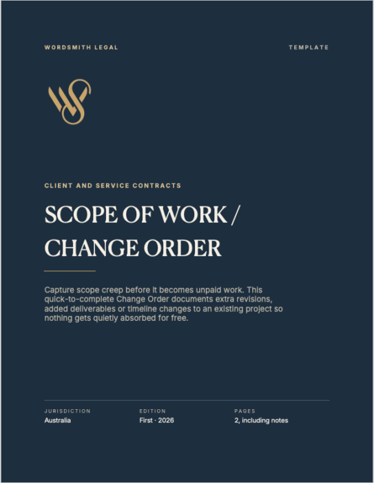 Scope of Work Change Order Template